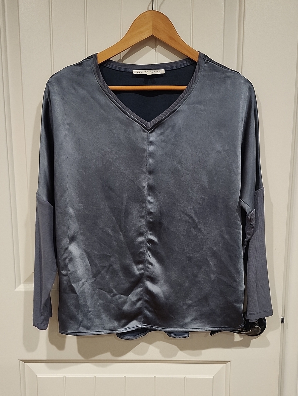MELISSA NEPTON Slate Gray Blye V-Neck SATIN